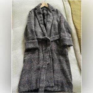 Zara Woman Belted Tweed Coat